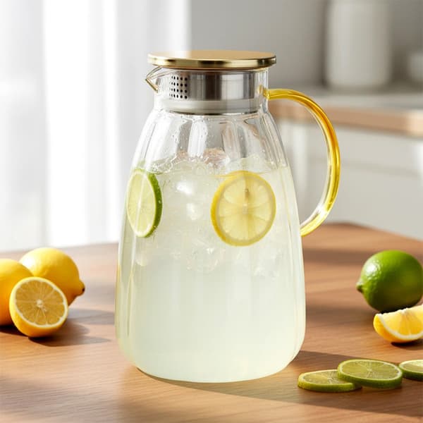 Lasinen kannu kannella 2,2 l