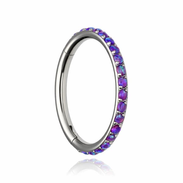 Titanium clicker ring med lilla opal OP52 - sølv - TK-035 1.2/8