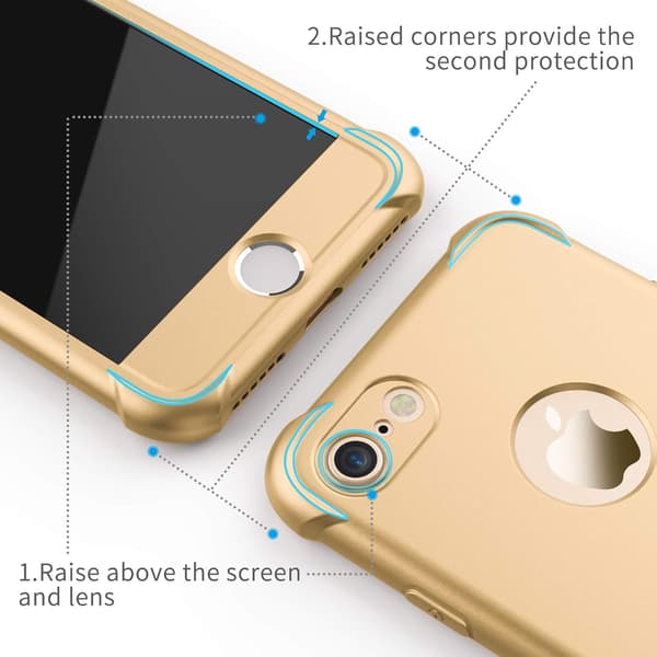 GYLDET ETUI TIL IPHONE 7/8 4,7' 2xHÆRDET GLAS