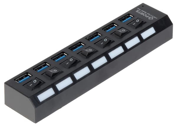 USB 3.0-hubb med 7 portar, 55 cm kabel