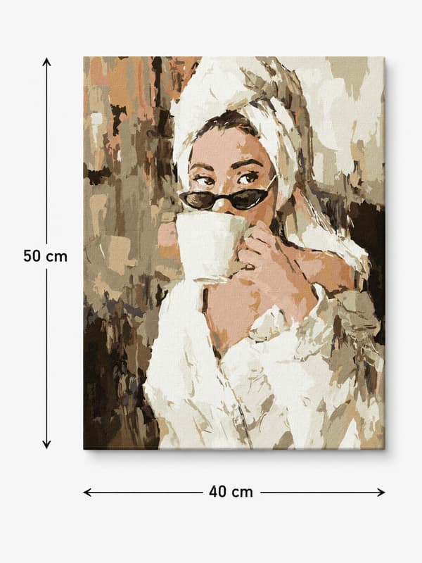 Målning med siffror med ram Morgonkaffe 40x50 cm