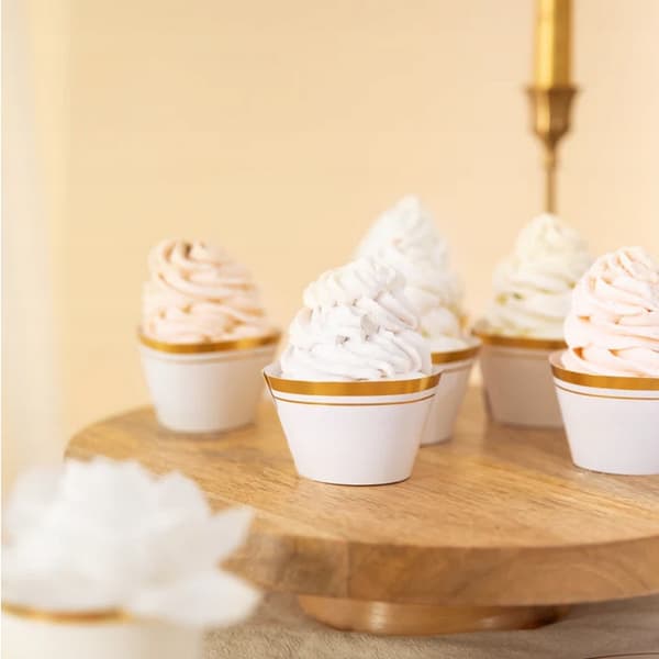 Cupcakeformar för muffins Cupcakes Vitt guld Nattvard Dop Bröllop 6 st