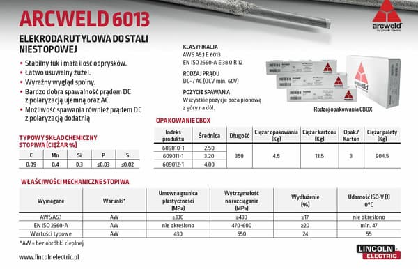 Lincoln elektrod ARCWELD 6013 FI 4.0 4.5kg