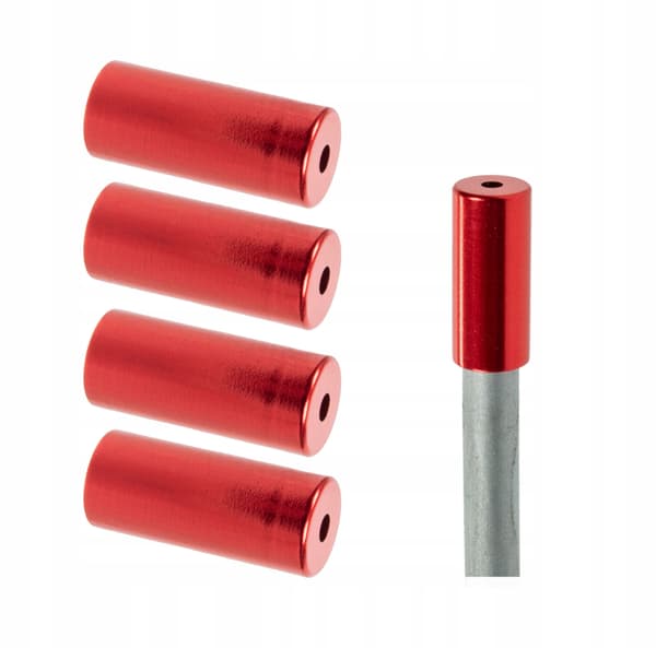 Bromshusändar, aluminium 5 mm, 5 st. röda