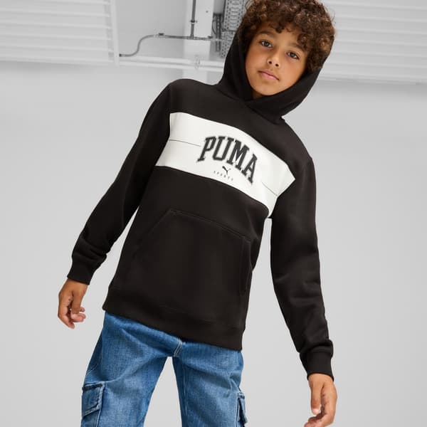 Drengehættetrøje Puma SQUAD FL sort 68277501 størrelse 176