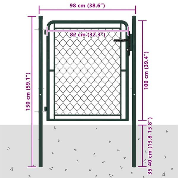 vidaXL havelåge i stål 100x100 cm grøn
