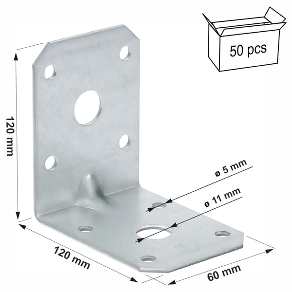 KP12 stegpinnvinkel 60x60x45x2,0 mm 50-pack