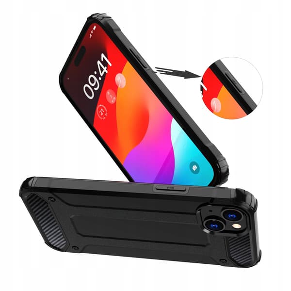 iPhone 15 Plus Hybrid Armor-cover - Sort