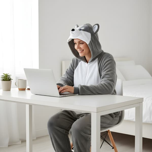 Kigurumi-pyjamas husky grå storlek 165-175 cm