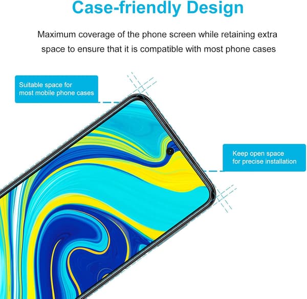Härdat glas för XIAOMI REDMI NOTE 9S, solidt och hållbart, 2 delar