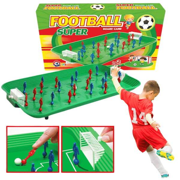 GAME super bordfodboldbane GAME fodboldmål rød blå bold