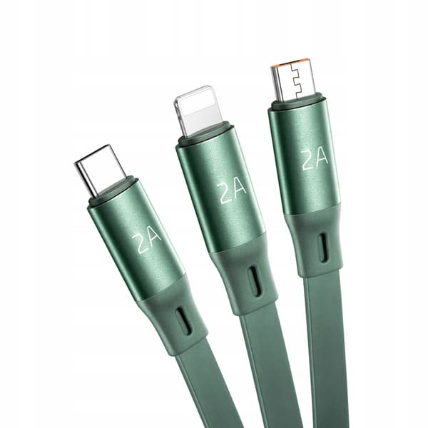 Mcdodo Udtrækkeligt Telefonkabel til iPhone / Micro USB / USB-C 3i1 66W Grøn