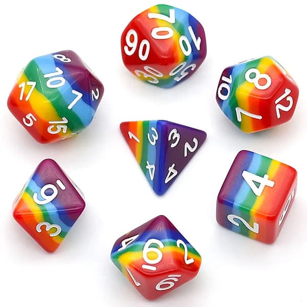 Stolt regnbue LGBT RPG terningsæt med 7 terninger