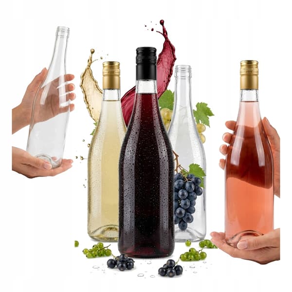 10x Vinflaska 1l CLEAR Vinflaskor Vit Ros Röd 1000ml