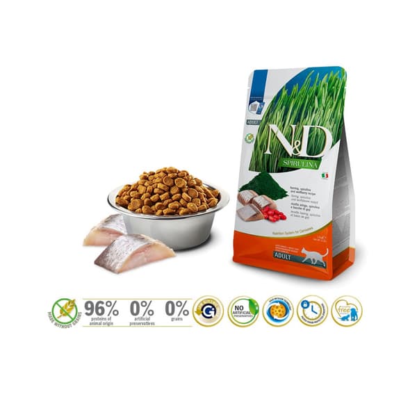 Farmina N&D Spirulina Sill Torrfoder för Katter 1,5 kg Sill