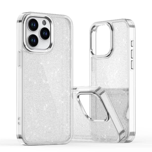 Glitteretui til iPhone 16 - gennemsigtig med glimmer