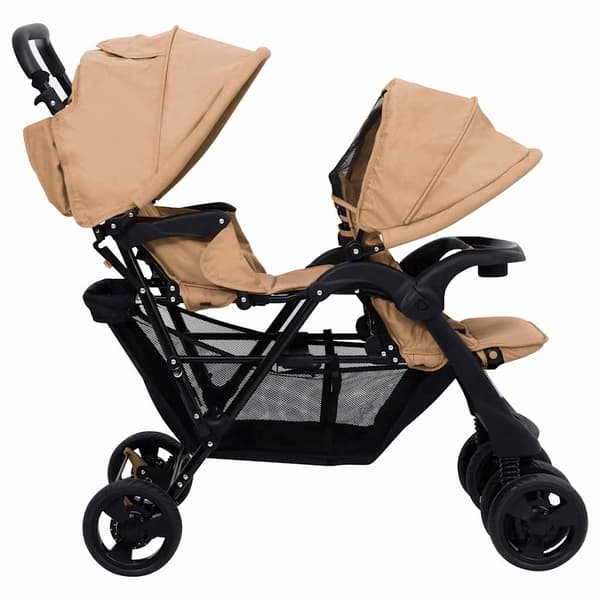vidaXL Dubbelvagn, Taupe, Stål