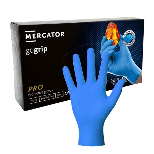 Nitrilhandsker M blå Mercator Gogrip 50 stk.
