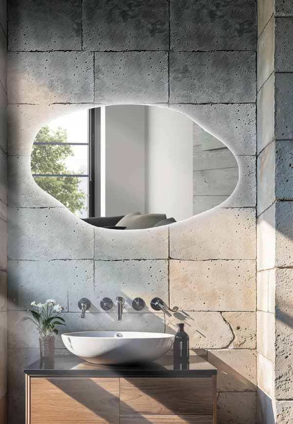 Spejl LED 100x75 cm Uregelmæssig Oval Form ARVEN