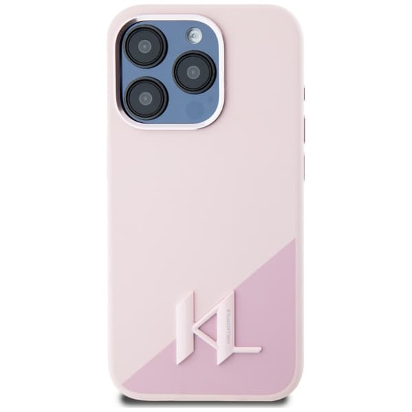 Karl Lagerfeld Silikone Shadow Metal Initial MagSafe-etui til iPhone 15 Pro (lyserød)