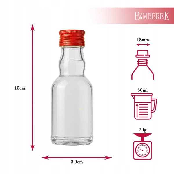 100x Miniatureflaske Elixir 50ml + Låg til Likørprøver Olier