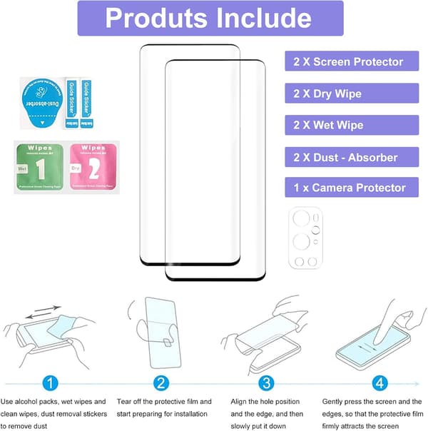 2x 9H HÄRDAT GLAS FÖR ONEPLUS 9 PRO RUNDADE SIDORNA + KAMERASKYDD