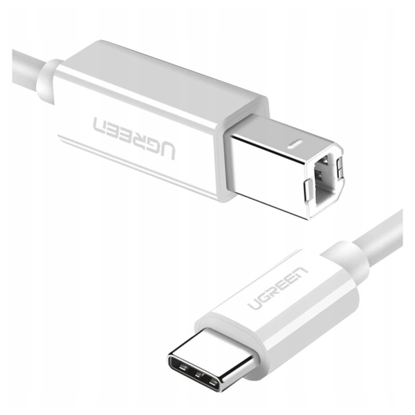 Ugreen US241 USB-C / USB-B 2.0 Kabel til Scanner Printer 1,5m - Hvid