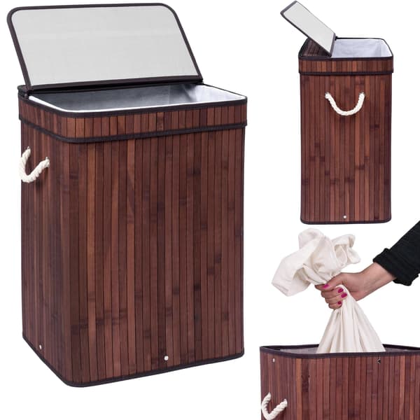 SOREN 80L tvättkorg i wenge bambu med lock
