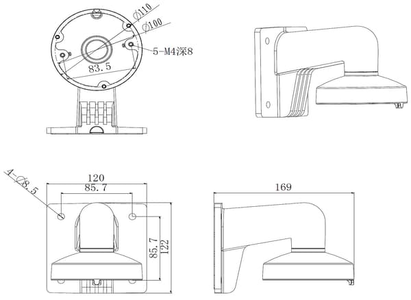 DS-1272ZJ-110 (SORT) Hikvision KAMERABESLAG
