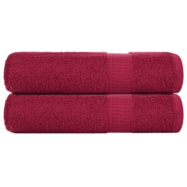 vidaXL Badlakan, 2 st, Vinröda, 70x140 cm, 100% bomull