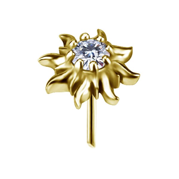 Trycklock - sol med vit zirkon - guld - PI-063