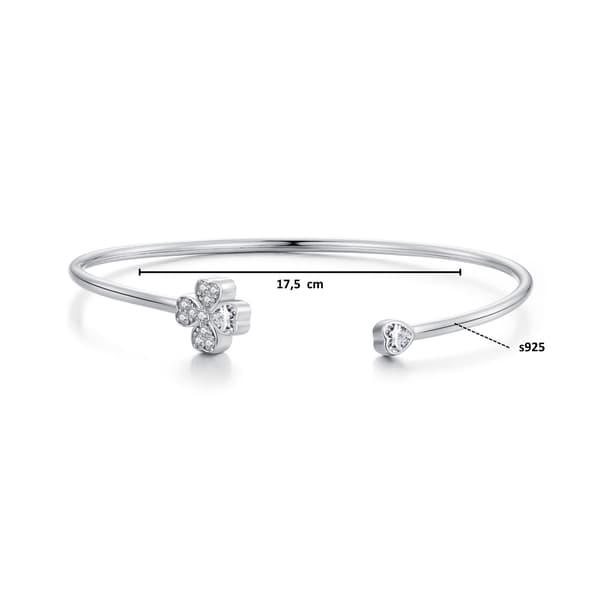 Stift armband med kristallblomma, 925 silver