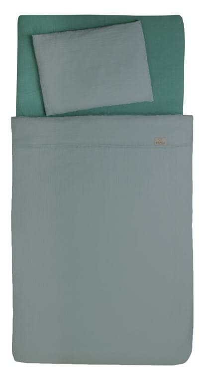 3-delt sengetøjssæt 100x135 muslin grøn