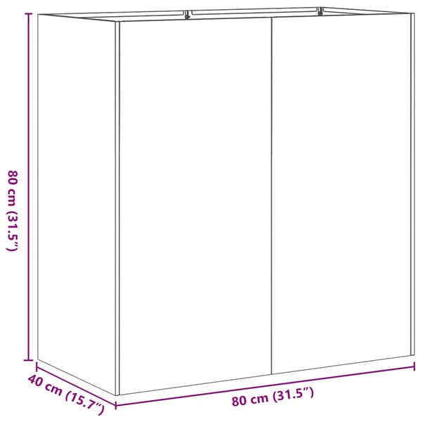 vidaXL urtepotte sort 80x40x80 cm koldvalset stål
