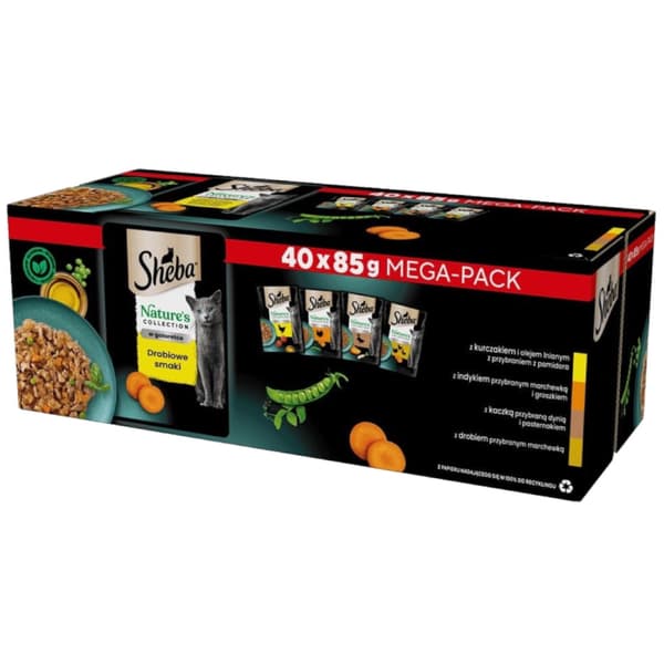 SHEBA Nature's Collection vådfoder til katte med fjerkræsmag i 40 x 85 g poser
