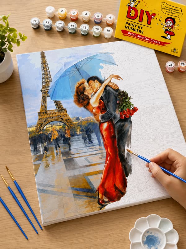 Målning med siffror med ram tavlor Paris 50x40 cm par