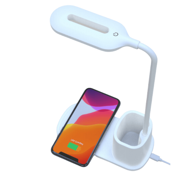 Skrivebordslampe LED hvid dobbelt touch ur LCD-display USB
