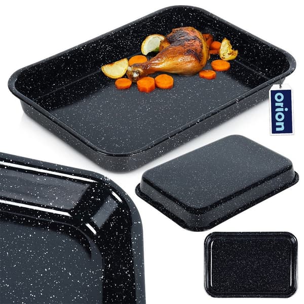 Emaljeret rektangulær bradepande 34x24x4,5x4,5 cm