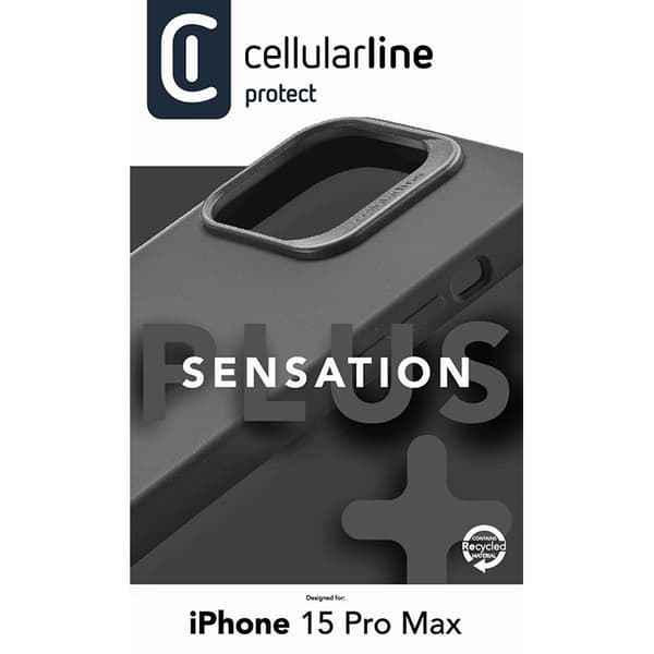 Cellularline Sensation Plus - iPhone 15 Pro Max -kotelo MICROBAN-pinnoitteella (musta)