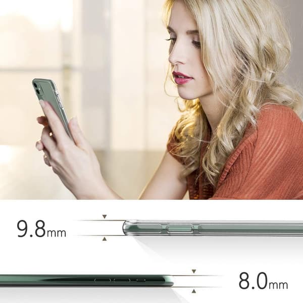 ETUI TIL APPLE IPHONE 11 PRO MAX SILIKONE KLAR + GRØNNE SIDER A2161