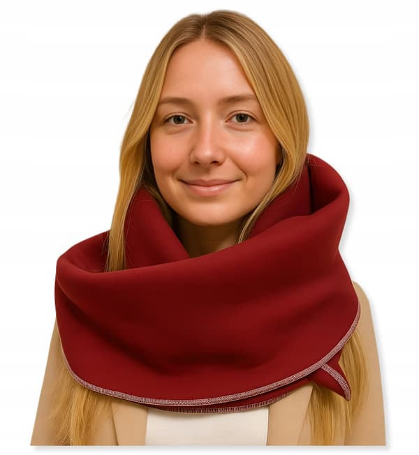 Damvinterhalsduk, varm halsduk, stor, 100 % bomull, höst/vinter, vinröd