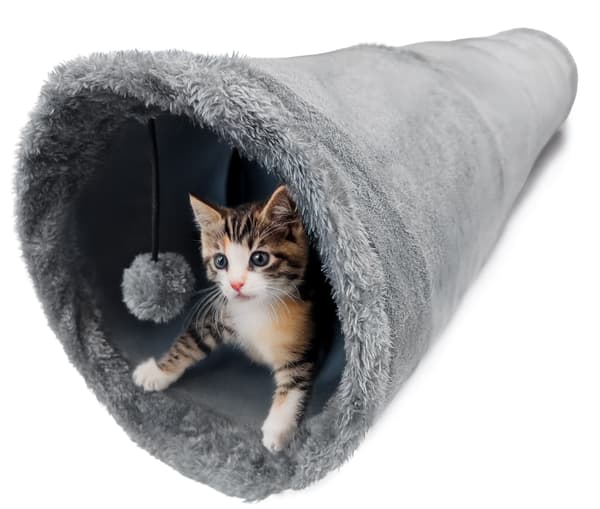 Kattunnel interaktiivinen 2-in-1-lelu SUBWAY 120x25 cm harmaa