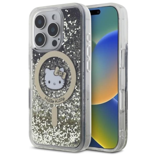 Hello Kitty Liquid Glitter Fever MagSafe - iPhone 16 Pro Max cover (sort / guld)