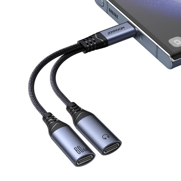 Joyroom SY-C03 USB-C til 2x USB-C DAC Adapter 2i1 - Sort
