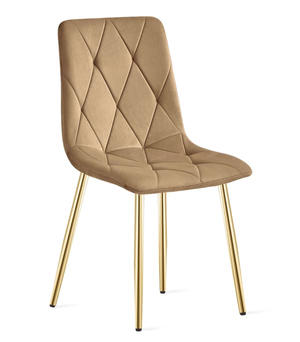 LIBRA stol - brun fløjl / guldben x 4