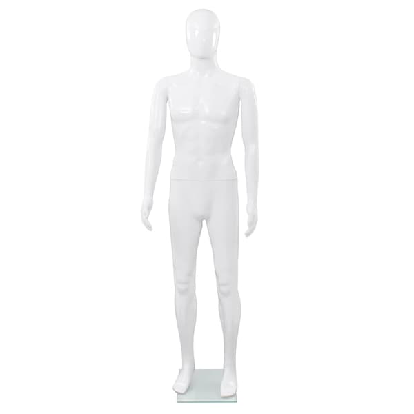 vidaXL Herrskyltdocka med glasbas glansig vit 185 cm