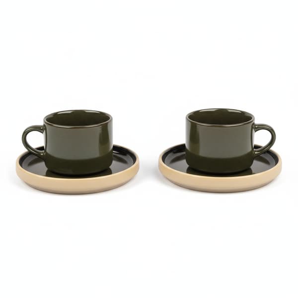 KAFFEKOPPER MED UNDERKOPPER TIL KAFFE OG TE 200 ml GRØN Ø 8,5 cm