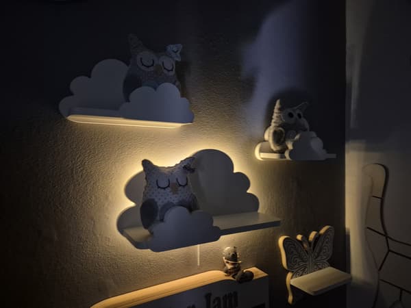 Cloud Shelves Set om 3 FANTASY EXTRA - Prestige, vit med lampfunktion