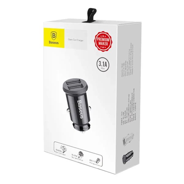 Baseus Grain Billaddare 2x USB 5V 3.1A (Svart)