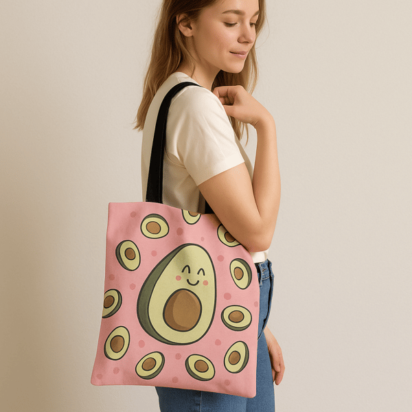 Oh My Pop! Avokado Rosa Rektangulär Shoppingkasse 33x40x7 cm